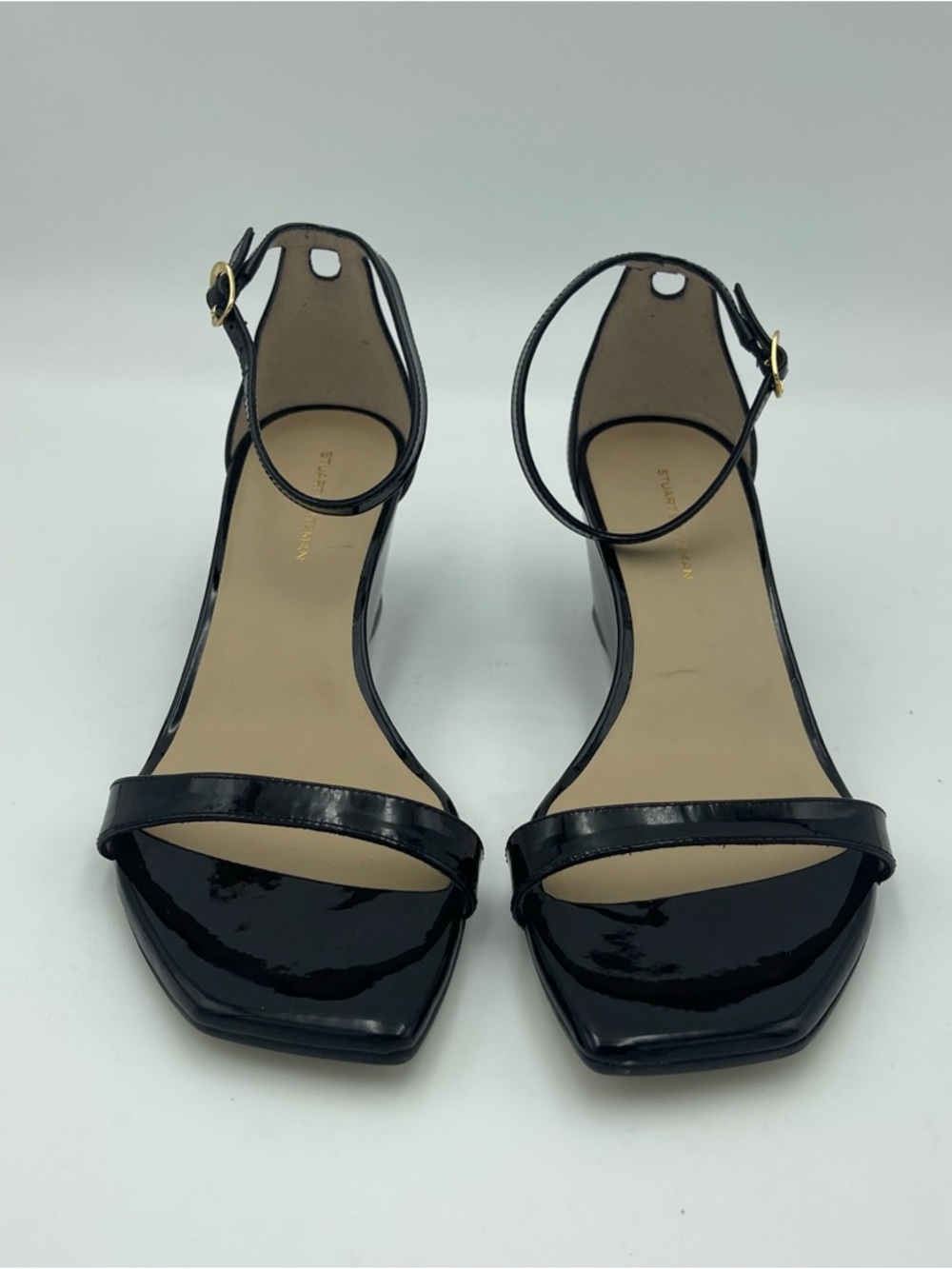 Stuart Weitzman -SZ 8B-NudistCurve Black Patent Leather D'Orsay Sandal—MSRP $460
